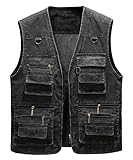 Oralidera Herren Outdoor Weste Freizeit Jacke Leicht Safari Weste mit Reißverschluss Jagd und Angler Fotografie Wandern Weste Anglerweste mit Vielen Taschen, Schwarz, XXL