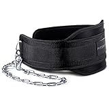 Fitgriff® Dip Gürtel mit Kette + 2 Karabiner, Dip Belt für Bodybuilding, Krafttraining, Gewichtheben - Gewichthebergürtel, Gewicht Gürtel (Schwarz, Onesize)