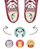 Aufkleber für Kinderschuhe – Set mit 20 Paar Etiketten zur Kennzeichnung von rechten und linken Füßen mit lustigen Designs, wasserdicht und robust für eine einfache Anbringung