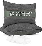 WELL B4 Sofakissen mit Füllung und Bezug 2er Set Cord Couchkissen groß 40x60 cm mit regulierbarer Dicke, Zierkissen Kord Bezug, Dekokissen für Sofa und Couch, dunkelgrau, Kordsamt Kissenbezug