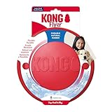 KONG Flyer - Langlebiges Outdoor Hundespielzeug - Wurfscheibe aus Naturkautschuk zum Apportieren - Für Mittelgroße/Große Hunde