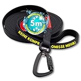Festland DESIGN® Schleppleine 5m für Hunde – Hundeleine mit Handschlaufe & Sicherheitskarabiner, Laufleine für kleine bis mittelgroße Hunde, Übungsleine abwaschbar, wasserdichte Trainingsleine schwarz