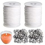 Herstellung von Kerzendochten – DIY Baumwollset 2 Rollen 61 m mit 200 Metallbasen | Accessoires Home Crafts Kerze Sojawachs Bienenduft Weihnachtsdekoration Geschenk