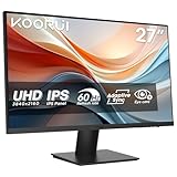 KOORUI Monitor 27 Zoll, 4K PC Bildschirm UHD(3840x2160), IPS, 4ms, 60Hz, 2X HDMI 2.0 & DisplayPort 1.4, Adpitive Sync, HDR10, VESA 100x100mm, 90% DCI-P3, Eye Care, N07