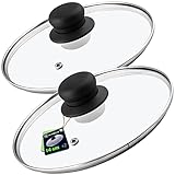 KADAX Glasdeckel Set, Topfdeckel aus Glas, ⌀14-30cm, hitzebeständiger Deckel für Topf, Pfanne, Pfannendeckel mit Griff aus Kunststoff, Universaldeckel (2x 14cm)