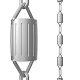 Rain Chains Direct Scallop Regenkette, 2,5 m Länge, Aluminium, Grau, funktioneller und dekorativer für Dachrinne