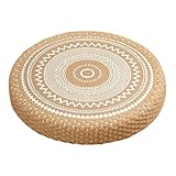 Generisch Meditationskissen, Rundes Strohgeflecht Kissen Für Den Boden, Waschbare Yogamatte Mit Boho-Design Für Zuhause, Garten, Balkon & Entspannungsbereiche
