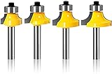 Abrundfräser Standard Fräser Set Oberfräse Zubehör mit Lager 6mm Schaft für die Holzbearbeitung Fräsen 4 Stück