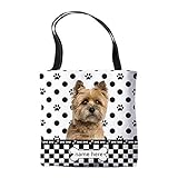 BAGEYOU Personalisierte Leinen-Tragetasche, gepunktet, mit My Beloved Dog Cairn Terrier, Haustier-Umhängetasche, doppelseitiger Druck, Geschenk