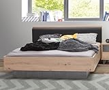 Forte Raven Jugendbett 140 150, Liegefläche: 140 cm x 200 cm, Jugendzimmer, Kinderzimmer, Holzwerkstoff, Artisan Eiche Holzdekor/Betonoptik Dunkelgrau, 146,2 cm breit x 87,7 cm hoch x 209,6 cm tief