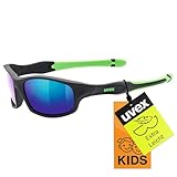 uvex sportstyle 507 - Sonnenbrille für Kinder - 100% UVA-, B, C Schutz - inkl. Kopfband - black matt green/green - one size