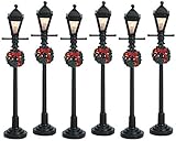 Lemax Christmas 64499 Weihnachtsdeko Gaslaternen, batteriebetrieben 4,5 V, 6 Stück