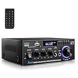 Romicta HiFi-Verstärker, Mini Bluetooth Stereo Audio Verstärker Receiver 12V/ 220V 600W 2 Kanäle Endverstärker Soundverstärker w/UKW-Radio, SD/USB-Karteneingang, für Zuhause oder Auto