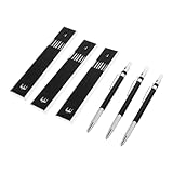 KICHOUSE 3 Sätze Textmarker Maschinenbau Skizzierung Bleistifte zeichnen Bleistifte mechanisch Markierstift Zimmermannsbleistift Druckbleistift zeichnen Ingenieurstift Metall Schwarz