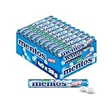 Mentos Kaubonbons Mint, Dragees mit Pfefferminz-Geschmack für frischen Atem, Multipack, Bonbon Vorrats-Packung, Verkaufsdisplay (40 Rollen), vegan