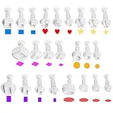24 Stück Mini Ausstechformen Set, Fondant Ausstecher, Fondant Plunger Cutters, Mini Ausstecher, Ausstechform Modellierwerkzeug Backzubehör, Geometrische für DIY Torten, Kuchen Backen