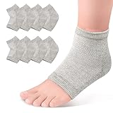 WOOKIT Feuchtigkeitsspendende Fersensocken Gel Linked Open Toe für rissige trockene Ferse, Frauen Männer SPA Fußpflege Socken, 4 Paare, Grau