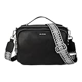 Gladdon Umhängetasche Damen, Schultertasche mit Reißverschluss, Crossbody Bag, Leder handtasche klein, Breite Schultergurte Jacquard-Gewebe