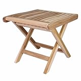 Divero Klapp-Hocker MASIRA aus Teak Holz unbehandelt - Farbe: Natur-Braun