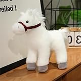 Kuscheltier Pferd, Stofftier Pferd, Simulation Pferd Plüschtiere, Stehpferd, Small Horse Stuffed Animal, Geschenk für Freunde und Kinder (23 cm,Weiß)