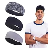 Irtyif 3 Stück Stirnband Herren rutschfest Schweißband Stirn Feuchtigkeitsabführend Schweißband Kopf für Yoga, Radfahren, Joggen, Basketball, Fitness
