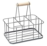 KitchenCraft Living Nostalgia Metalldraht Milchflaschenkorb/Weinflaschenträger, Behälter Halter für 6 Glasmilchflaschen, 29 x 20 x 13 cm – Grau
