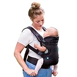 Infantino Flip Advanced 4-in-1 Babytrage, Ergonomisch, Umwandelbar, mit Blickrichtung Nach Innen und Außen, Vorne und Hinten Tragbar für Neugeborene bis Kleinkinder von 3,6-14,5 kg, Schwarz Denim
