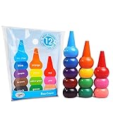 Kleinkinder Wachsmalstifte, 12 Farben Stapelbares Handflächengriff Wachsmalkreide, Finger Buntstifte Zeichnung, Wasserfest Farbstifte Zeichenstift, Geschenke Spielzeuge für Kinder üben Malerei
