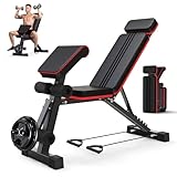 SOFTHOM Hantelbank Klappbar & Verstellbar, 8-in-1 Trainingsbank mit Preacher-Curl, Beinstrecker & Kopfstütze, bis 400kg belastbar, Fitnessbank für Home Gym, Rückentrainer/Römischer Stuhl