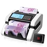 Geldscheinzähler mit LCD-Display STANEW, Multimodus-Zählung mit Einzelstückelungssummen, UV/MG/IR Erkennung, Geschwindigkeit 1000 Stück/min, geldzählmaschine für EUR/USD/GBP