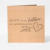 Original Holzgrusskarte – Nichts ist so kostbar wie gemeinsame Zeit – einzigartige Grußkarte, Karte Liebe, Jahrestag Karte, Geburtstag Karte, Hochzeitstag, Jahrestag, Geschenke für Frauen