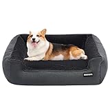 HMTOPE Hundebett, Hundesofa, Hundekissen, Hundekörbchen Abnehmbar und waschbar, Dunkelgrau, 90 x 75 x 25 cm