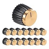 Agwuoetr 15-Teiliger Gitarren-AMP-VerstäRker Push-On-Fit-KnöPfe Schwarz mit Goldener Aluminiumkappe für -VerstäRker mit 6 Mm Durchmesser