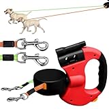Hundeleine Doppelleine für 2 Hunde, Doppelte Einziehbare Hundeleine Doppelleine mit Licht, Hundeleine 3m, Hundeleine Ausziehbar mit Bequemen Ergonomischer Griff, Rolleine, Rollleine für Hunde