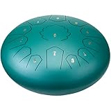 VEVOR Zungentrommel 305mm, Steel Tongue Drum 13 Noten, Regentrommel C-Dur-Tonart, Regenglockenspiel mit 2 Schlägeln & Tragetasche, Handpan-Trommel, Schlaginstrument für Musikunterricht & Yoga, Grün