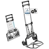 ATHLON TOOLS Aluminium Transportkarre klappbar - extra Langer Teleskopgriff 110 cm - Ladefläche mit Anti-Rutsch-Pads - Leichtgängige Räder mit Soft-Laufflächen - inkl. 2 Expanderseilen - Modell 2025