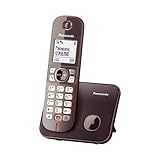 Panasonic KX-TG6851GA Schnurlostelefon (Bis zu 1.000 Telefonnummern sperren, übersichtliche Schriftgröße, lauter Hörer, Voll-Duplex Freisprechen) mocca-braun