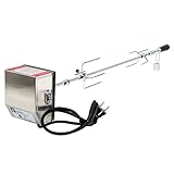 BBQ-Toro Grillspieß Set 90 cm, 220V - 240V Edelstahl Motor, 2X Fleischnadeln, Lager | Ausgleichsgewicht und Motorhalterung | Drehspieß für Gasgrill, Rotisserie, Drehspieß