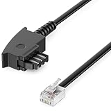 deleyCON 6m Telefonkabel TAE-F Stecker auf RJ11 Stecker Int. Norm (F-Kennung) 6P4C Flachkabel Analoge Endgeräte an TAE-F Telefondose Telefon Fax Modem Router Anrufbeantworter Schwarz