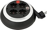 Brennenstuhl Comfort Line Kabelbox CL-S 4-Fach/Mini-Kabeltrommel (3m Kabel, Made in Germany) schwarz/weiß