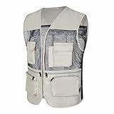 WAZHAKU Anglerweste Herren Outdoor Weste mit Vielen Taschen Schnelltrocknend Weste Multifunktionsweste Leicht Ärmellos Jacke für Jagd Camping Fotografie Wandern Atmungsaktiv Ärmellos Jacke