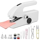 Handnähmaschine, Mini Nähmaschine, DIY Tragbare Elektrische Nähmaschine mit Nähwerkzeug, 2 Modi Wiederaufladbare Nähmaschine, Mini Nähmaschine für Anfänger, für Stoffe Stoffe Kleidung Heimreisen(weiß)