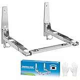EsLuker.ly Mikrowellenhalterung Wand Edelstahl Universal Aufhängen Wandregal, Wandmontage Microwave Wall Rack Bracket mit Abnehmbare Haken und Verstellbare Halterung für Küche Backofen, Bis Zu 50 KG