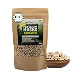 RheinNatur Bio Flohsamenschalen Kapseln - 450 Stk hochdosiert (3.000 mg je Portion) - Hergestellt in DE - Psyllium Husk Ballaststoffe – Flohsamen Kapseln - Unterstützt die Verdauung
