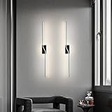 TZSMUM LED Nordic Minimalismus Wandlampe 3000K/4000K/6000K Wandleuchte Moderne 3 Farbtemperatur Wandbeleuchtung Aluminium Lang Innenwandleuchte Wohnzimmer Arbeitszimmer (Schwarz Weißes Licht,100cm)