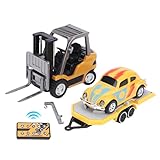 Fabater 1:64 RC Gabelstapler-Spielzeug, 2,4 GHz Ferngesteuerter Gabelstapler mit Wiederaufladbarem Akku, Lichtern, Ton, Gabelplatte Anheben, USB-Ladekabel, für Kinder, Erwachsene (Erdgelb)