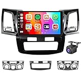Android 14 Autoradio Radio GPS Navi Für Toyo-ta Hilux Fortuner 2005-2014 9 Zoll Carplay & Android Auto Autoradio FM/RDS Radio Empfänger Mit Rückfahrkamera Mikrofon SWC Mirror Link Bluetooth(Size:L200)