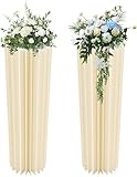 TFGXUE Hochzeit Blumenständer 2 Stücken, Dekosäule Vasen Hochzeit Karton Blumensäule, 29 x 100 cm Podest Deko bis 50 kg, Faltbarer Tafelaufsatz für Hochzeit, Party, Garten