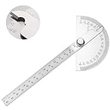 Edelstahl-Winkelmesser 0-180° Grad Winkelmesser Arm Messlineal Werkzeug Ingenieur-Winkelmesser mit 140 mm Lineal, Universal-Winkelmesser für Malerei Zeichnung (Einarmig 5,5 Zoll/ 14 cm)