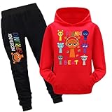 drola Sprunki 100% Baumwolle Trainingsanzug Set,Unisex Kapuzensets mit Taschen Hoodies und Hosen Winter Warm für Kinder Jungen Mädchen